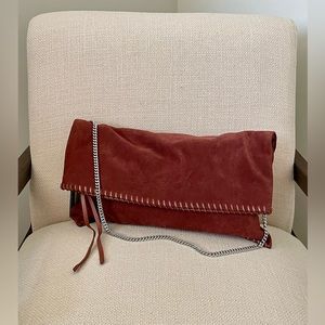 All Saints Fold Over Suede Clutch - New with Tags
